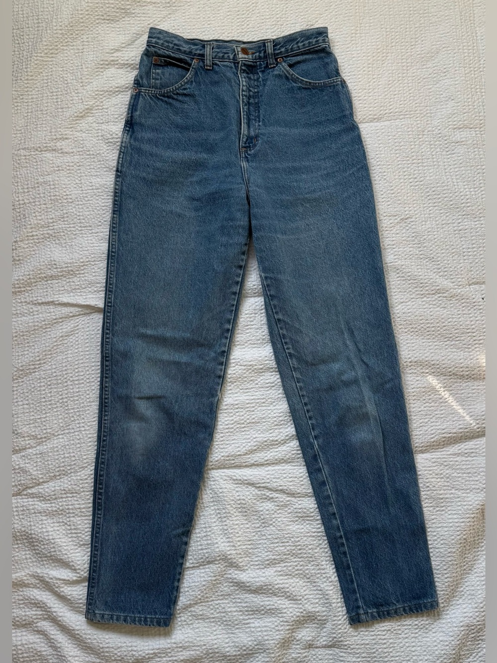 Lands' End High-Rise Straight Jeans in Blue Denim